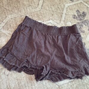 Aerie brown distressed high waisted shorts with ruffle detail
